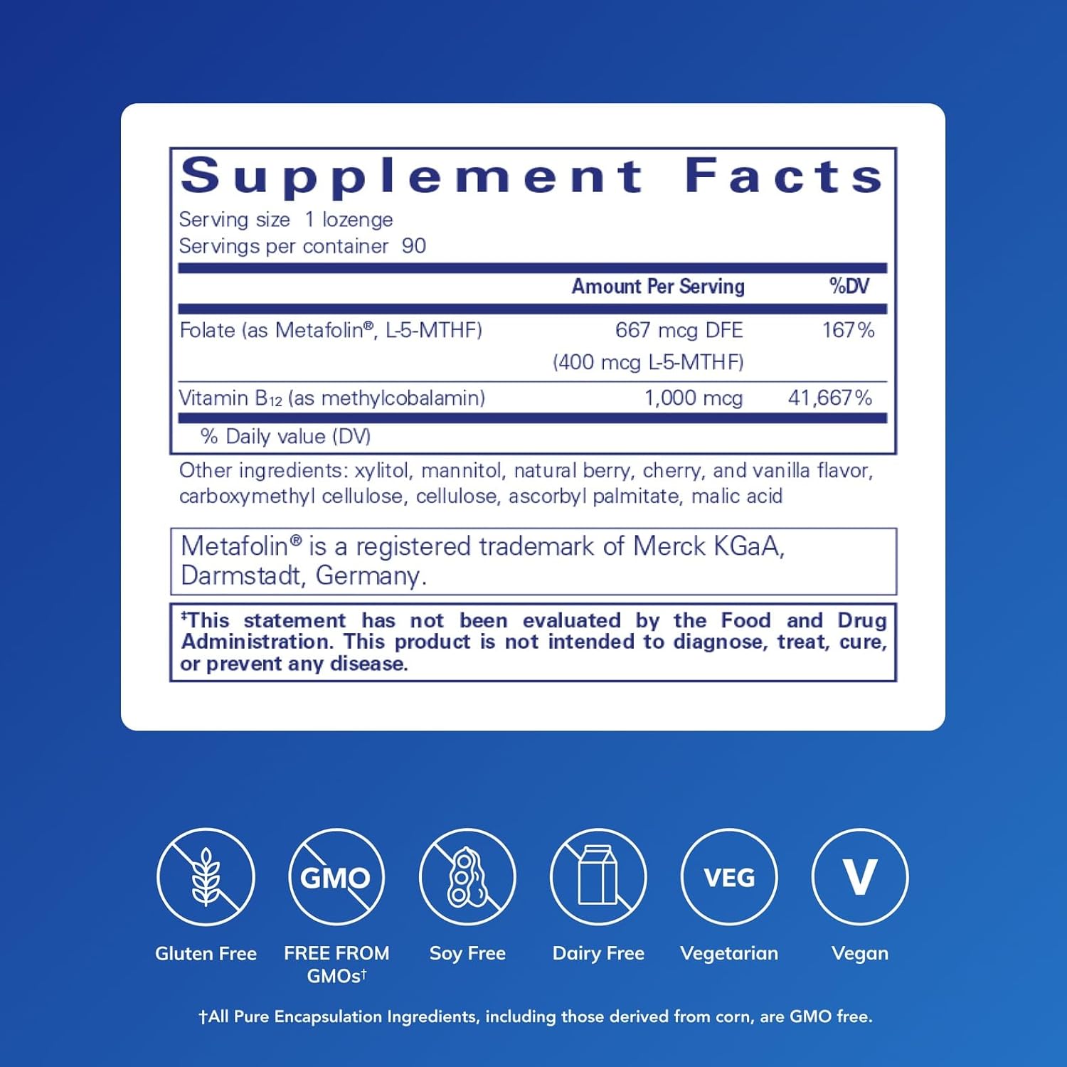 Pure Encapsulations PureMelt B12 Folate - 90 Tablets - Active Vitamin B12 and L-5-MTHF Folate