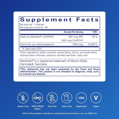 Pure Encapsulations PureMelt B12 Folate - 90 – El funcionamiento normal del sistema inmunitario. – Image 2