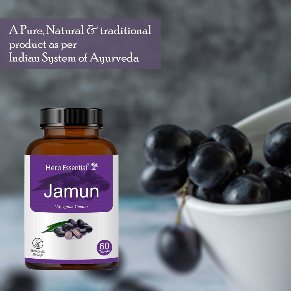 Herb Essential Comprimidos de Semilla de Jamun 500mg, 60 Comprimidos