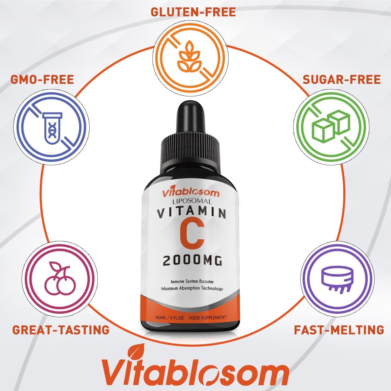 Vitablosom Vitamina C Liposomal 2000mg Líquido para Adultos - 2 Frascos de 60ml