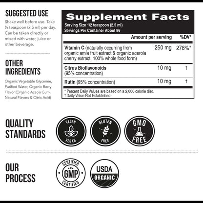 Vitamina C Orgánica Líquida 250 mg con – El funcionamiento normal del sistema inmunitario. – Image 7