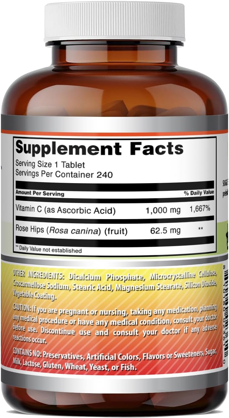 Amazing Formulas Vitamina C con Escaramujo 1000 mg, 240 Comprimidos