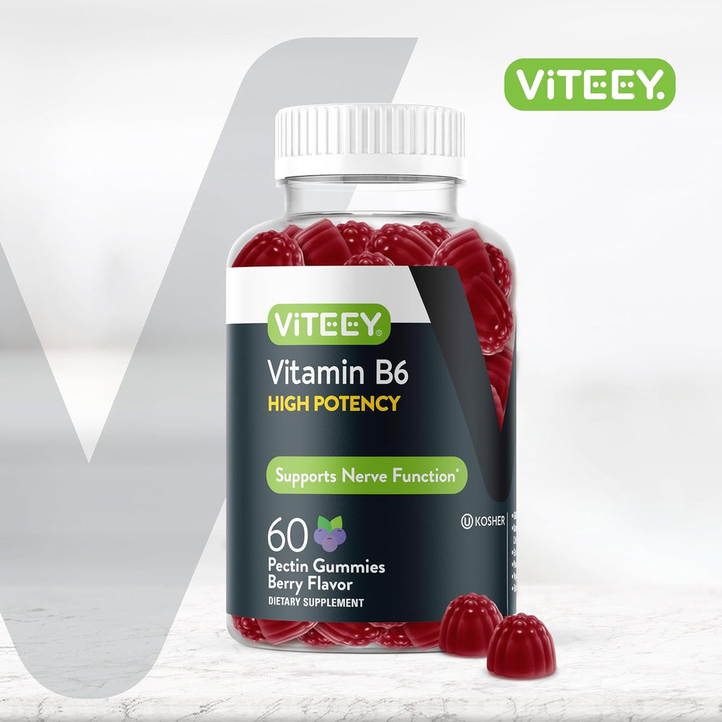 Viteey Vitamin B6 Gummies - 100mg de Vitamina B6 - 60 Gominolas Veganas