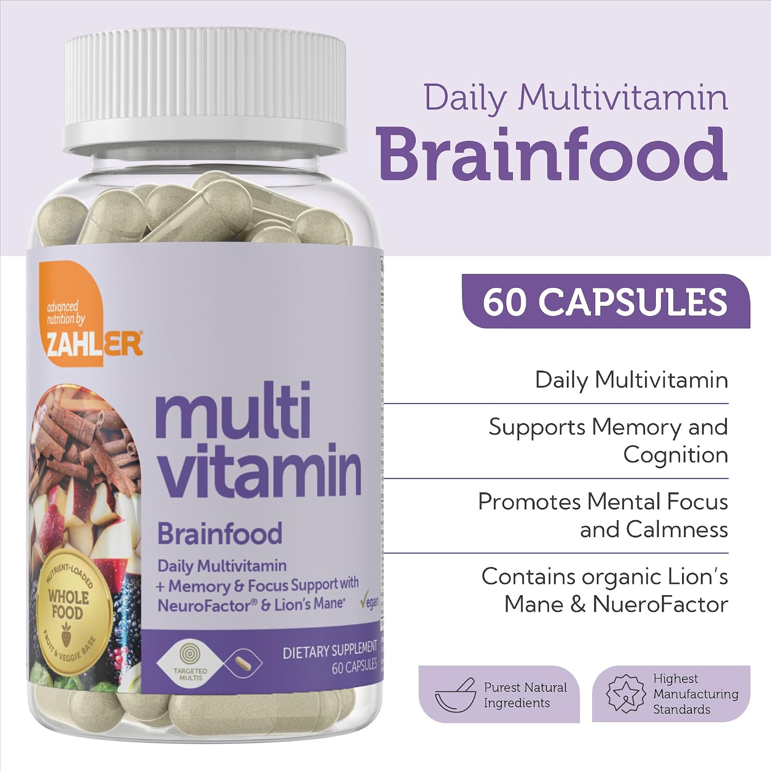 Zahler Multivitamin Cerebral – Complemento con Lion's Mane y Neuro Factor (60 Cápsulas)