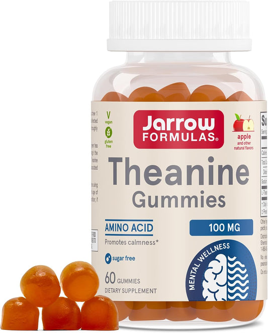 Jarrow Formulas L-Teanina 100 mg Gomitas, 60 gomitas sabor manzana
