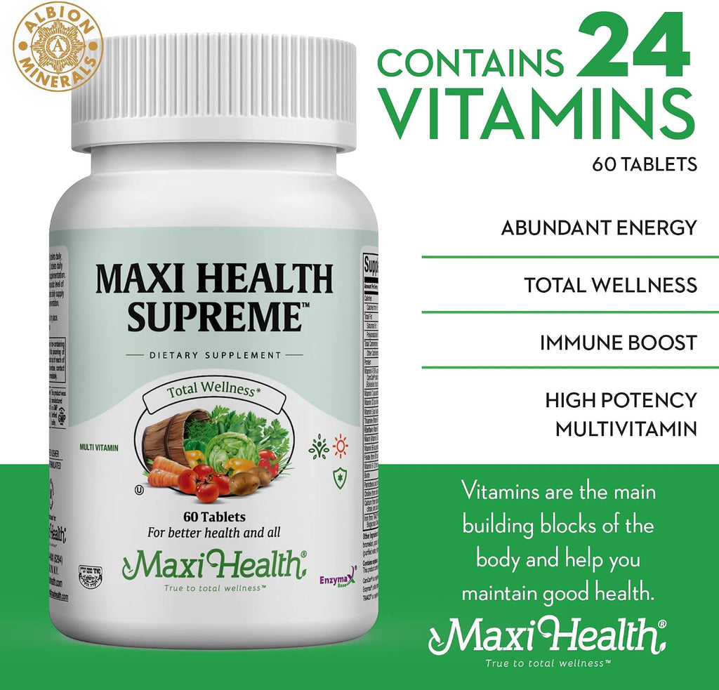 Supreme Multivitamínico para Hombres y Mujeres – Alta Potencia con Minerales, CoQ10 y Antioxidantes – 60 Comprimidos