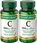 Nature's Bounty Vitamina C + Escaramujo, Apoyo Inmunológico, 1000 mg, Comprimidos Recubiertos, 100 Unidades - Paquete de 2