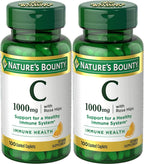Nature's Bounty Vitamina C + Escaramujo, Apoyo Inmunológico, 1000 mg, Comprimidos Recubiertos, 100 Unidades - Paquete de 2