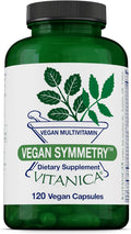 Vitanica Vegan Symmetry, Multivitamínico Vegano para Mujeres, Sin Hierro, Sin Gluten, 120 Cápsulas