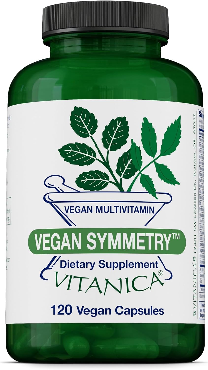 Vitanica Vegan Symmetry, Multivitamínico Vegano para Mujeres, Sin Hierro, Sin Gluten, 120 Cápsulas