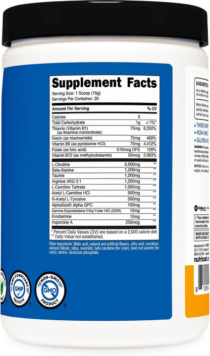 Nutricost Stim-Free Pre-Workout - Pre-entreno sin estimulantes, 30 dosis (Peach Mango) – Image 5