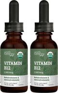 Suplemento Líquido Sublingual de Vitamina B12 2000mcg - Orgánico USDA, Metilcobalamina Vegano (2-Pack, 2x30ml)
