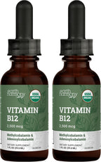 Suplemento Líquido Sublingual de Vitamina B12 2000mcg - Orgánico USDA, Metilcobalamina Vegano (2-Pack, 2x30ml)
