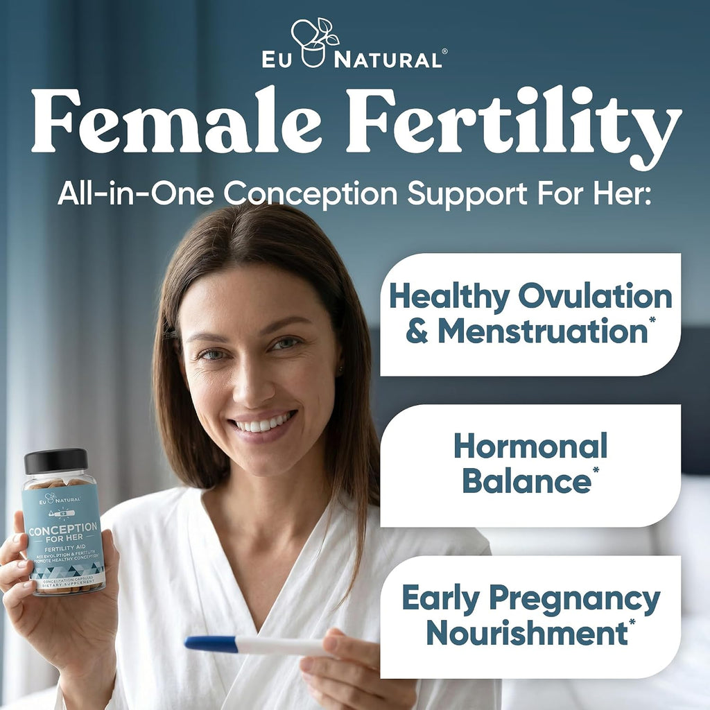 Eu Natural Conception for Her - Fertility Supplement for Women - Myo-Inositol, Folate, Shatavari and Vitex - 60 Vegetarian Capsules