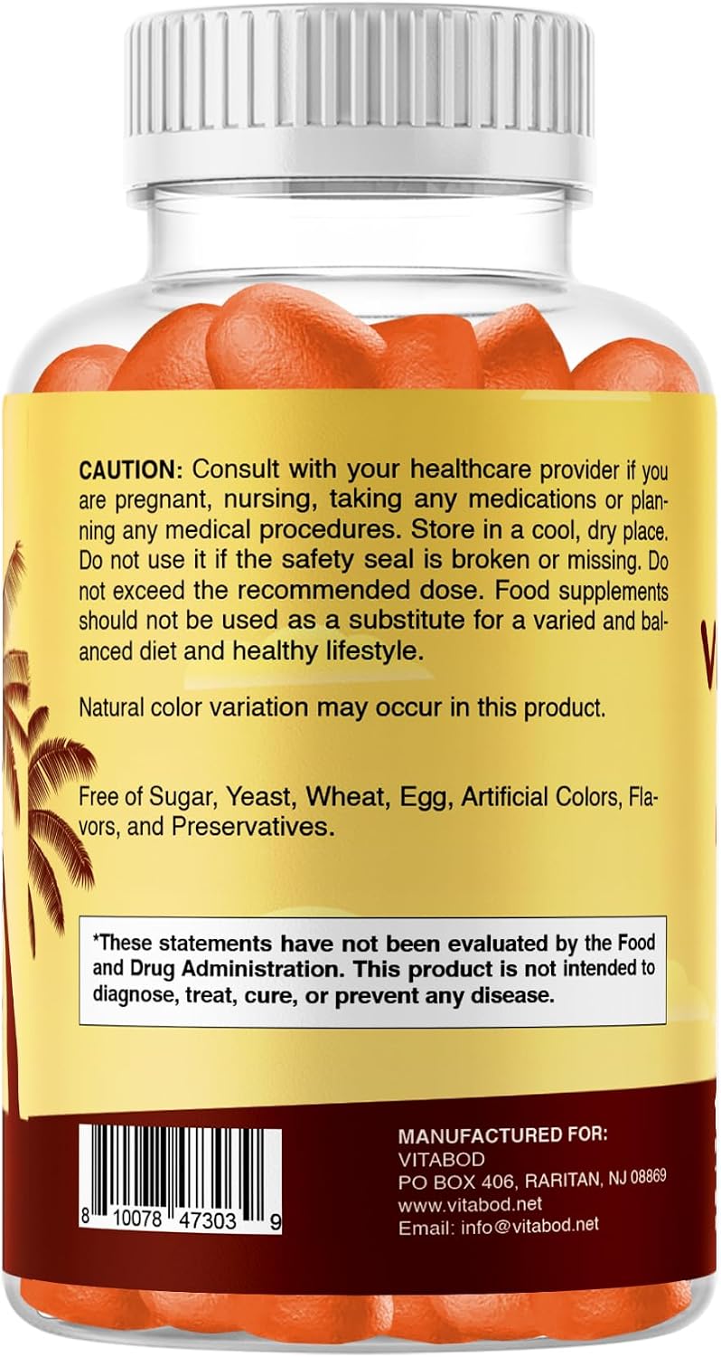 Vitabod Gominolas de Vitamina D3 sin Azúcar, 50.000 UI Semanales – 120 unidades – Apoyo para Huesos, Dientes y Sistema Inmunitario – Sin OGM, Fácil de Masticar