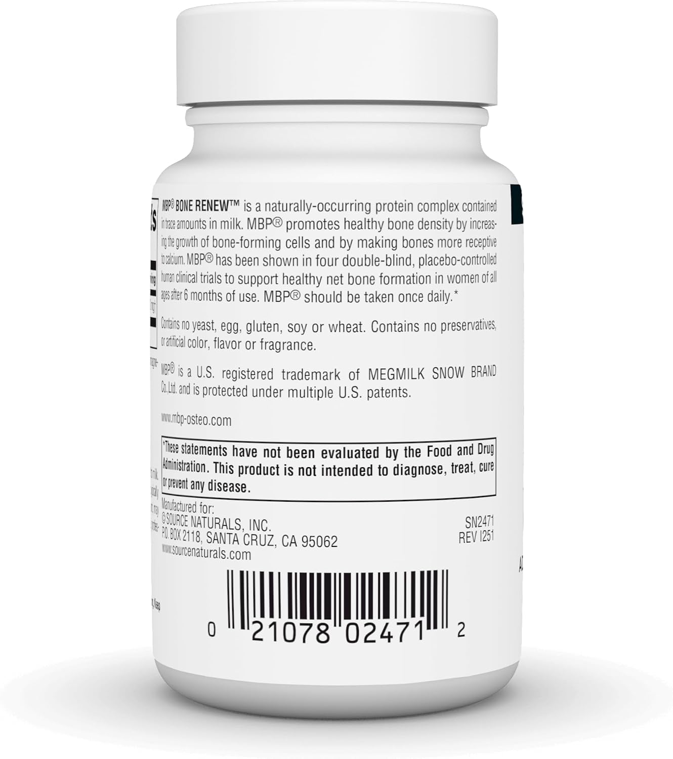 Source Naturals MBP Bone Renew - Apoyo avanzado para la densidad ósea* - 30 cápsulas