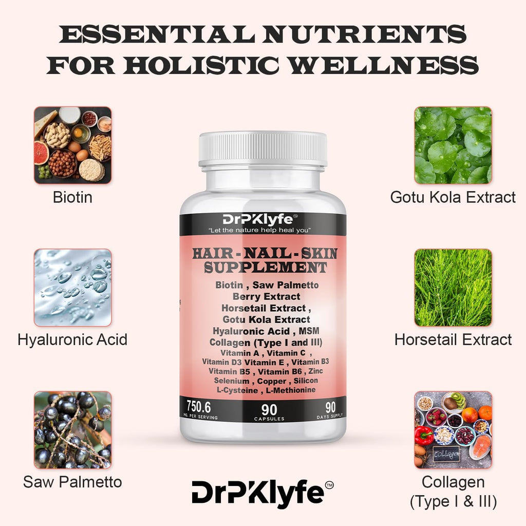 DrPKLyfe Complemento para Cabello, Uñas y Piel - 90 Cápsulas