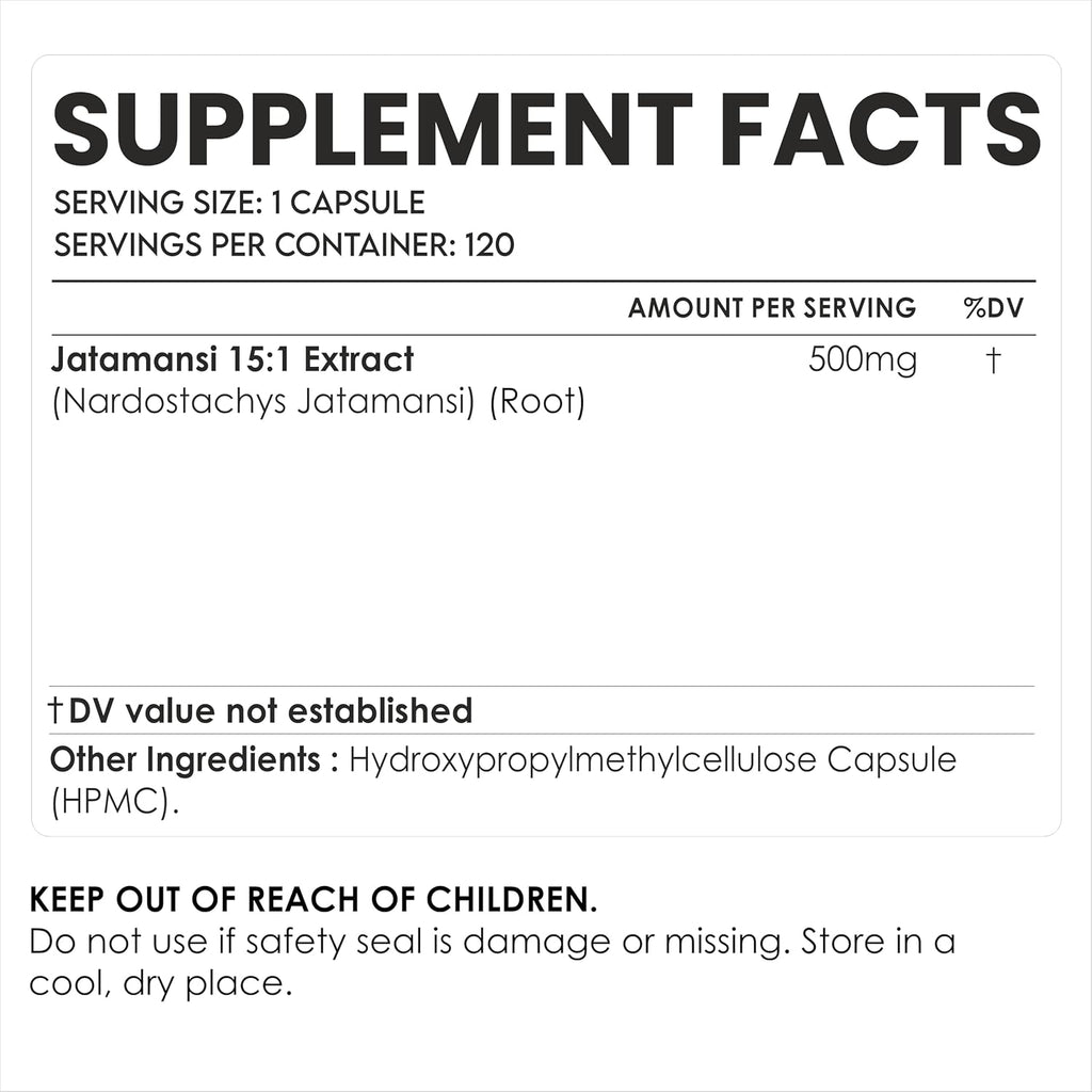 AMALTH Jatamansi Cápsulas 500 mg | Extracto de Raíz de Jatamansi | Nardostachys Jatamansi | Suplemento Vegetal | 120 Cápsulas Veganas