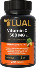 LUAL Vitamina C 500 mg Comprimidos Masticables Sabor Tropical, 200 Unidades