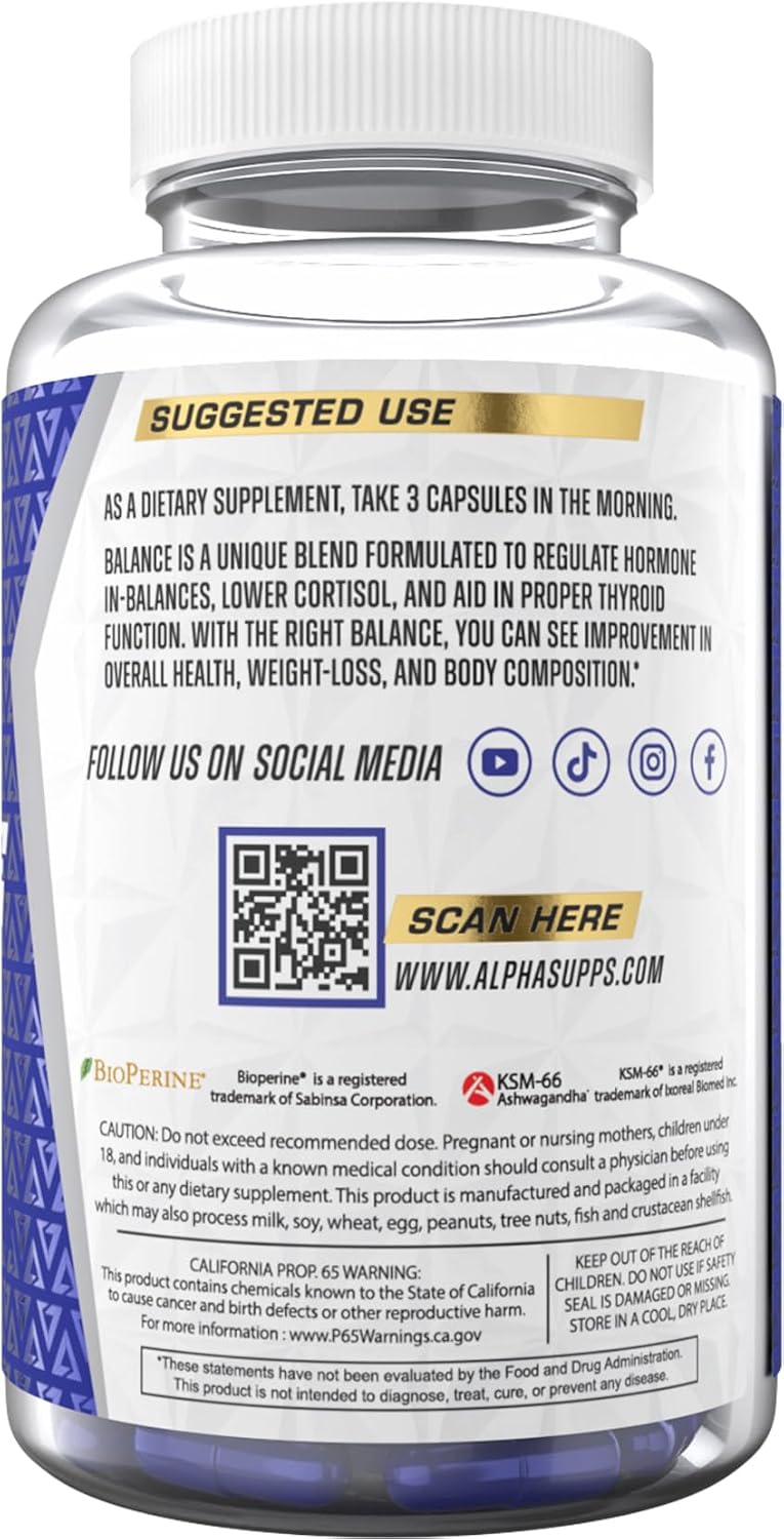 Alpha Balance - Apoyo hormonal y manejo del estrés con Inositol y Ashwagandha | 90 Cápsulas