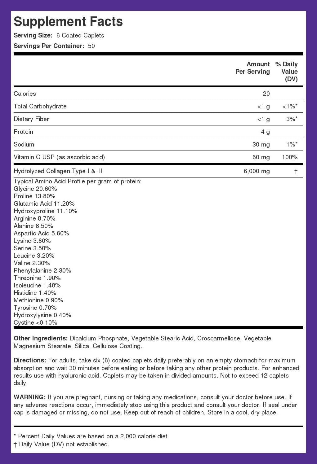 Piping Rock Collagen Peptides Plus Vitamin C 6000mg, 300 Tablets - Hydrolyzed Type I & III, Non-GMO, Gluten-Free