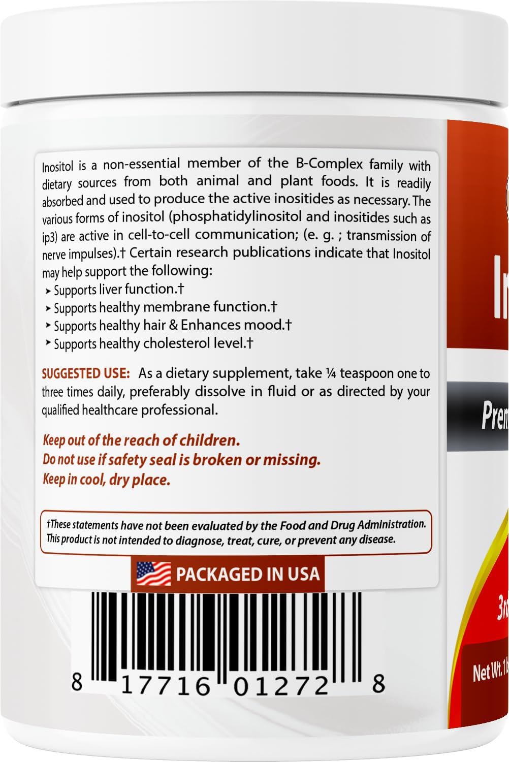 Best Naturals Inositol puro en polvo (vitamina B8), 454 g