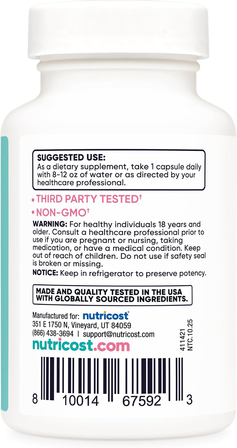 Nutricost Probiótico para Mujeres 60B UFC, 60 Cápsulas, Complejo con Fibra de Acacia, Uva Ursi y Extracto de Arándano Rojo - No-GMO y Sin Gluten