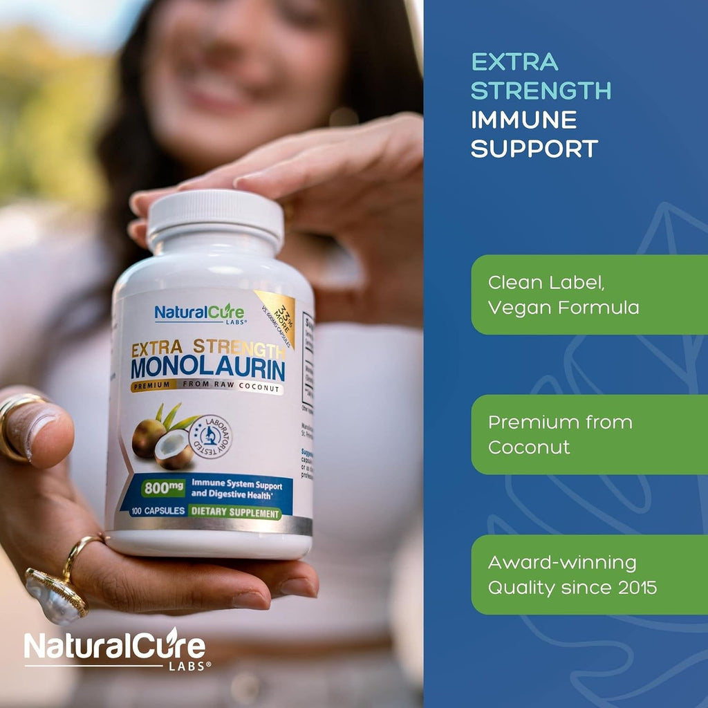 Natural Cure Labs Monolaurina Extra Strength 800 mg, 100 Cápsulas