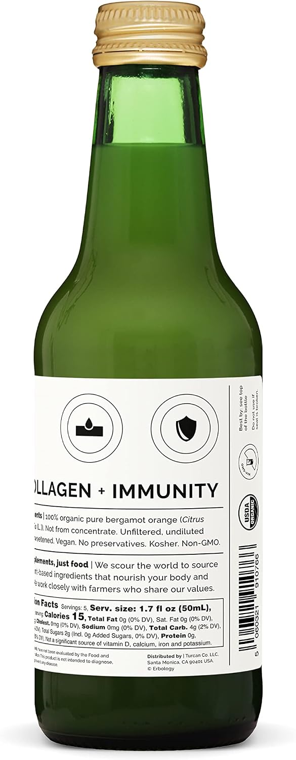 Zumo de Bergamota 100% Orgánico 250ml (Caja de 12) - Rico en Flavonoides Bioactivos - Sin Azúcar Añadido - No GMO