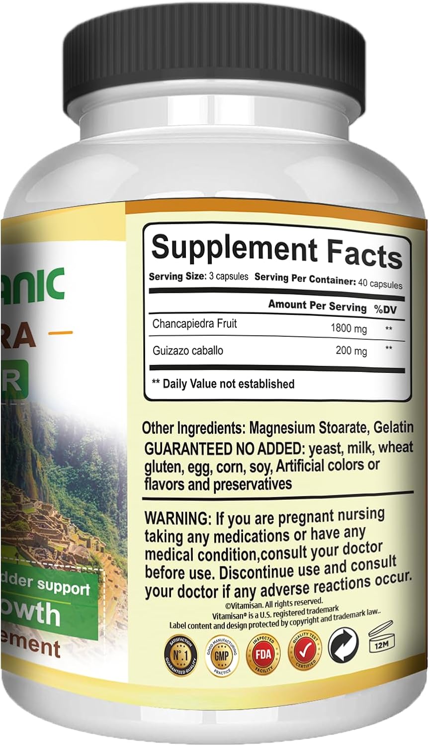 VITAMISAN Chancapiedra 120 Cápsulas - Complemento alimenticio orgánico para el apoyo renal