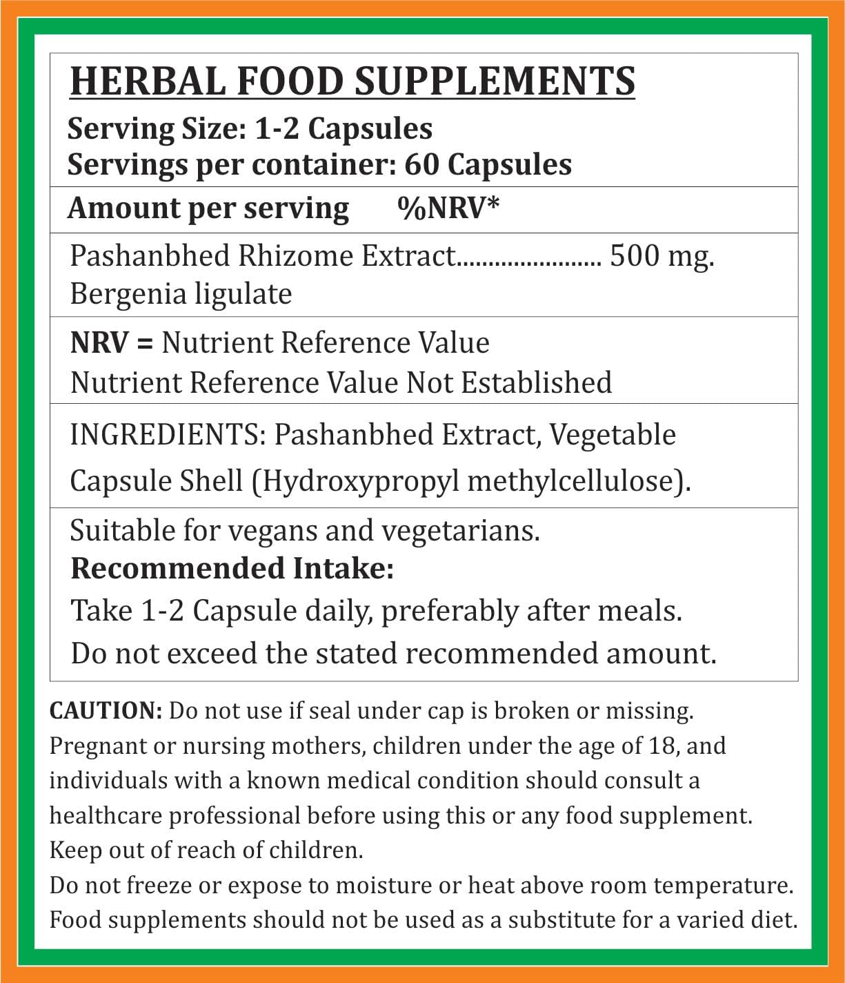Pashanbhed Forte Cápsulas 500 mg - 60 Cápsulas Vegetales | Extracto de Bergenia Ligulata 10:1 | Suplemento Herbal Ayurvédico