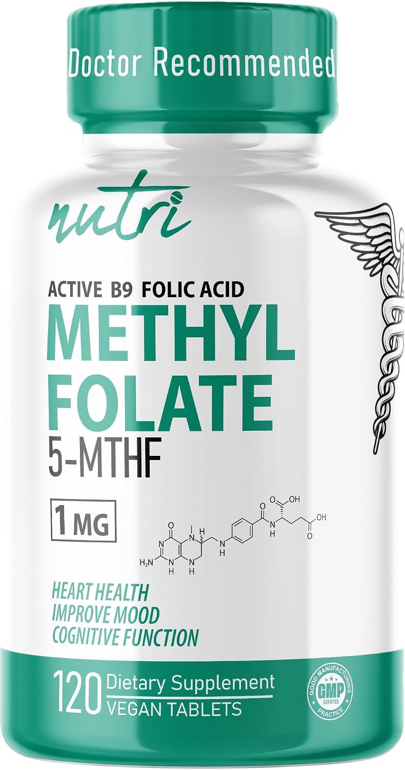 Nutri 5-MTHF L-Metilfolato 1 mg - 120 Comprimidos Veganos - Complemento Alimenticio