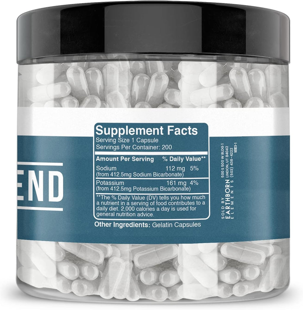 Earthborn Elements Bicarb Blend 200 Cápsulas, Puro y Sin Diluir, Sin Aditivos