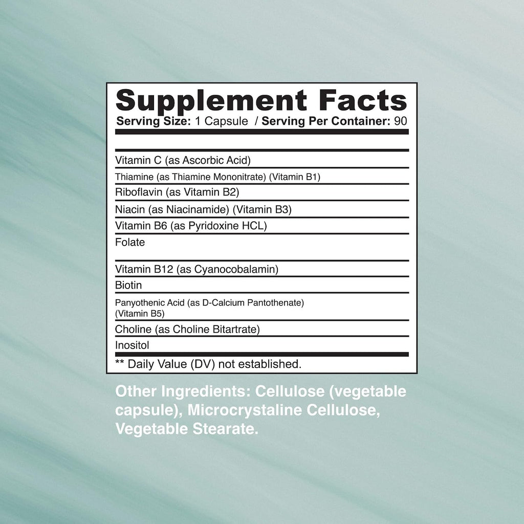 Omax3 Advanced Vitamin B Complex 50mg con Biotina - 2 Botes (180 cápsulas)