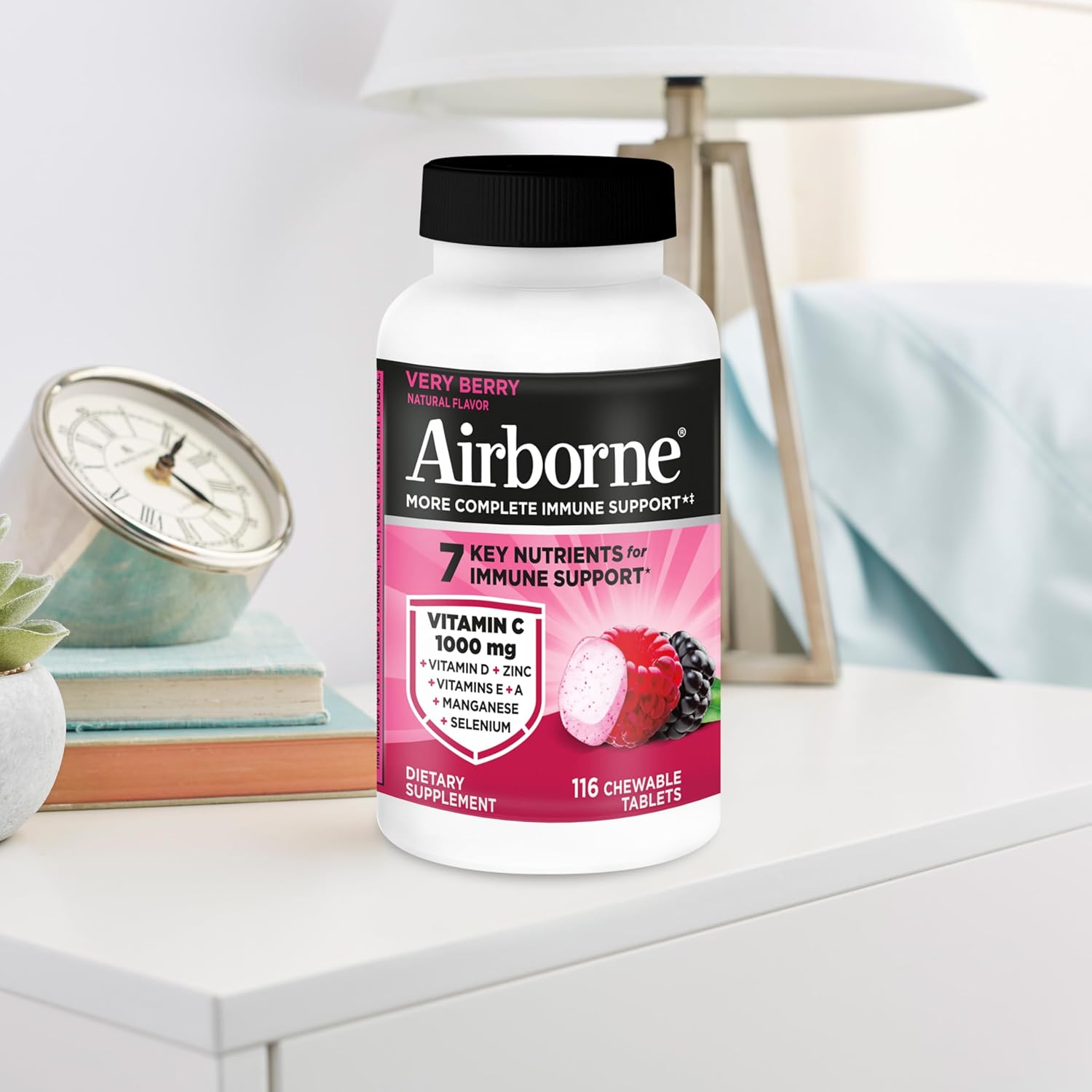 Airborne Muy Bayas Comprimidos Masticables - Vitamina C 1000 mg, 116 unidades