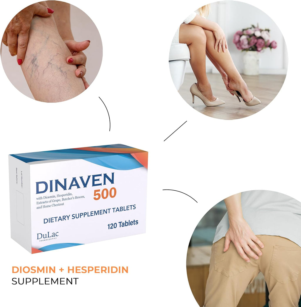 Dulac Dinaven 500 - Suplemento Dietético con Diosmina Micronizada y Hesperidina - 120 Comprimidos