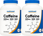 Nutricost Cafeína 200mg, 120 Cápsulas - Sin Gluten, No OGM