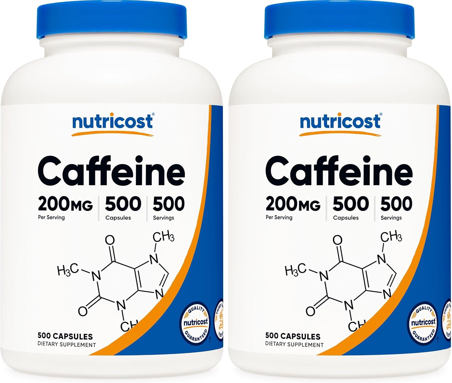 Nutricost Cafeína 200mg, 120 Cápsulas - Sin Gluten, No OGM