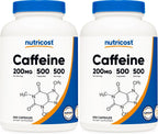 Nutricost Cápsulas de Cafeína 200mg, 120 Cápsulas - Sin Gluten, No-GMO