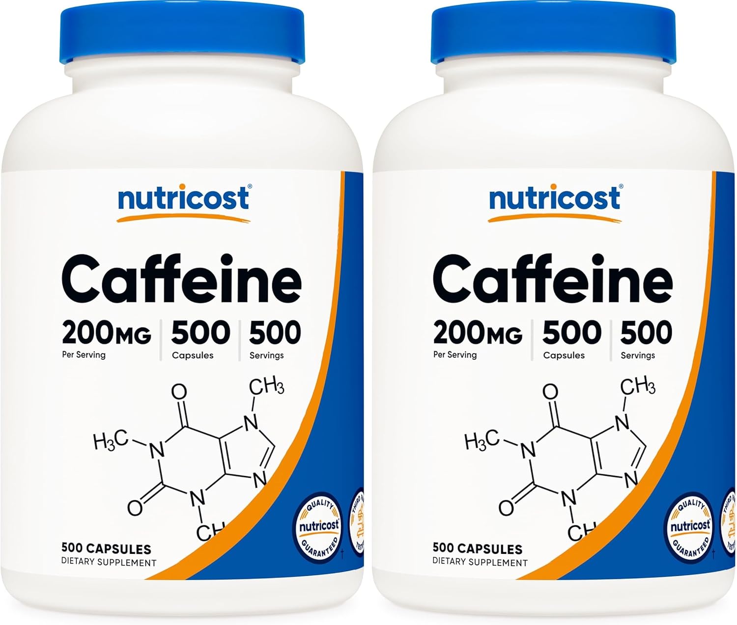 Nutricost Cápsulas de Cafeína 200mg, 120 Cápsulas - Sin Gluten, No-GMO