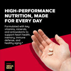 GNC Mega Men 50 Plus Multivitamínico para Hombres, Salud Cardíaca y Prostática, Vitaminas B, Saw Palmetto, Vitamina D-3, 60 Comprimidos