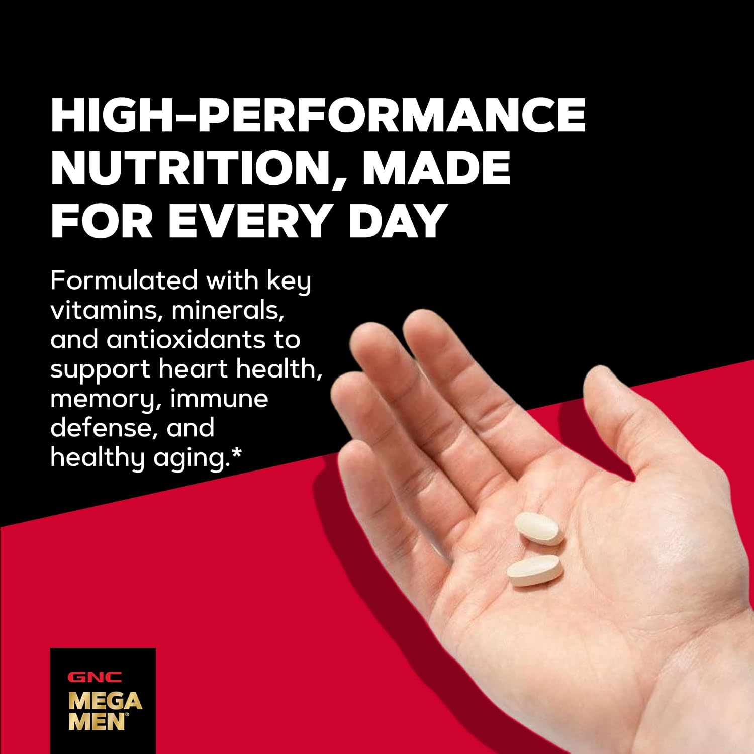 GNC Mega Men 50 Plus Multivitamínico para Hombres, Salud Cardíaca y Prostática, Vitaminas B, Saw Palmetto, Vitamina D-3, 60 Comprimidos