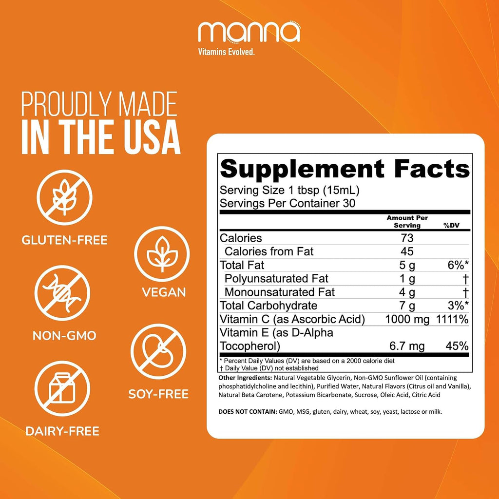 Manna Vitamins Evolved - Vitamina C Liposomal, 1000 mg, Líquido con Alta Absorción