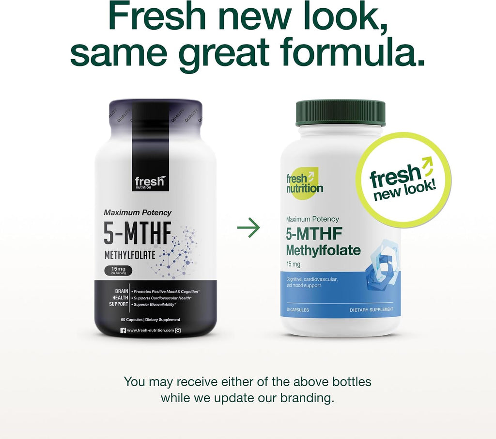 L-Metilfolato 15mg - Máxima Potencia - Vitamina B9 Activa 5-MTHF - 60 Cápsulas