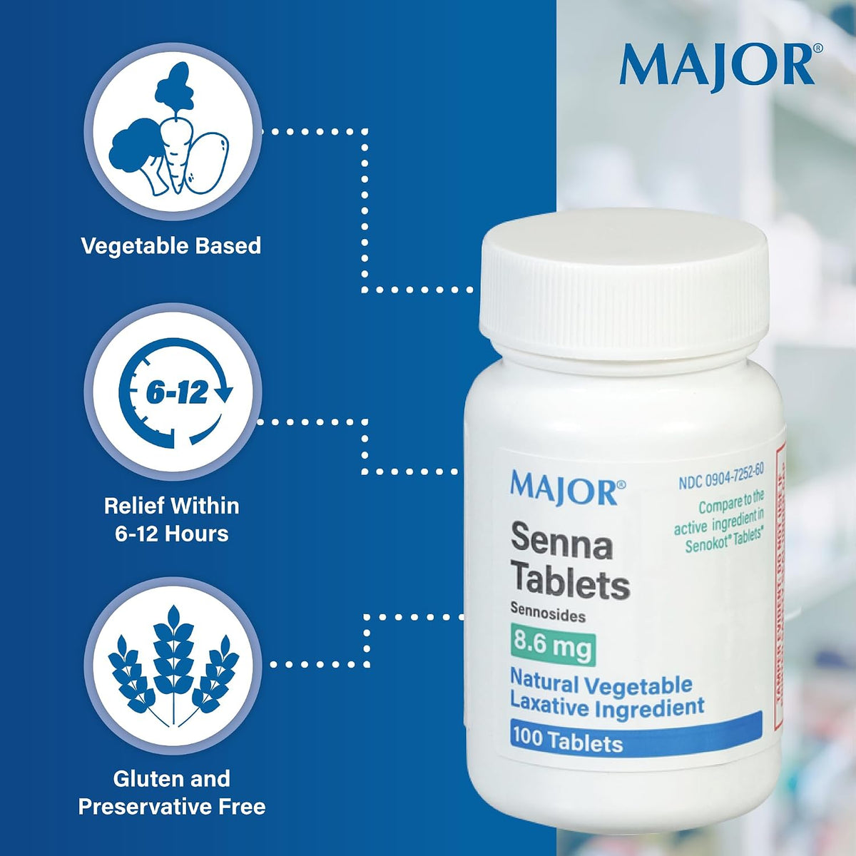 Major Senna 8.6 mg Laxante Natural Vegetal - – Laxantes formadores de masa : fibra que absorbe agua y aumenta el – Image 3