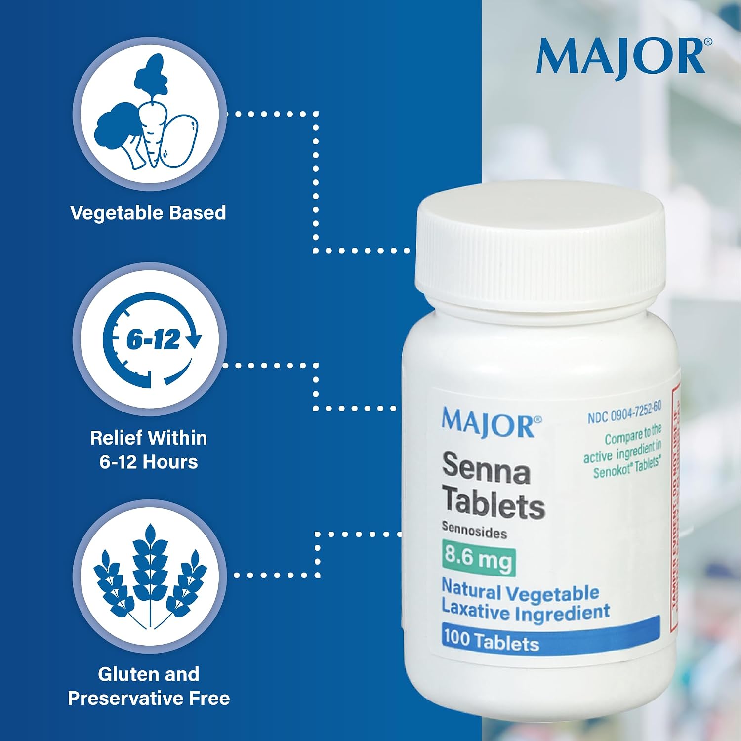 Major Senna 8.6 mg Laxante Natural Vegetal - 100 Comprimidos