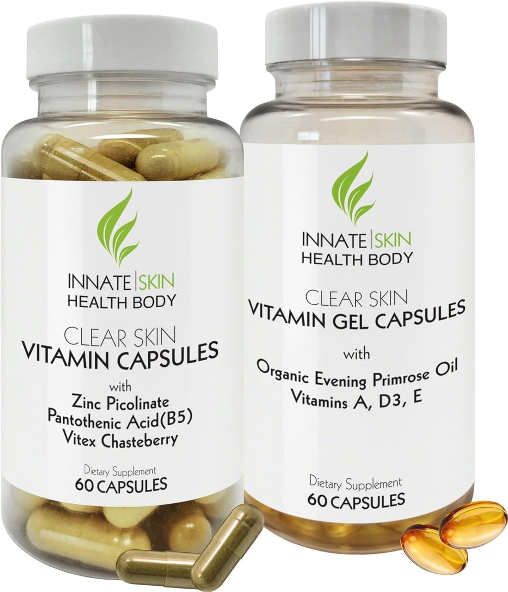 Clear Skin Acne Vitamin System | 20 Antioxidantes, Botánicos y Minerales | Cápsulas | 60 Unidades | Pack de 2