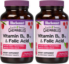 Bluebonnet Nutrition EarthSweet Vitamin B6, B12 plus Ácido Fólico Comprimidos Masticables - 60 Comprimidos, Sabor Frambuesa