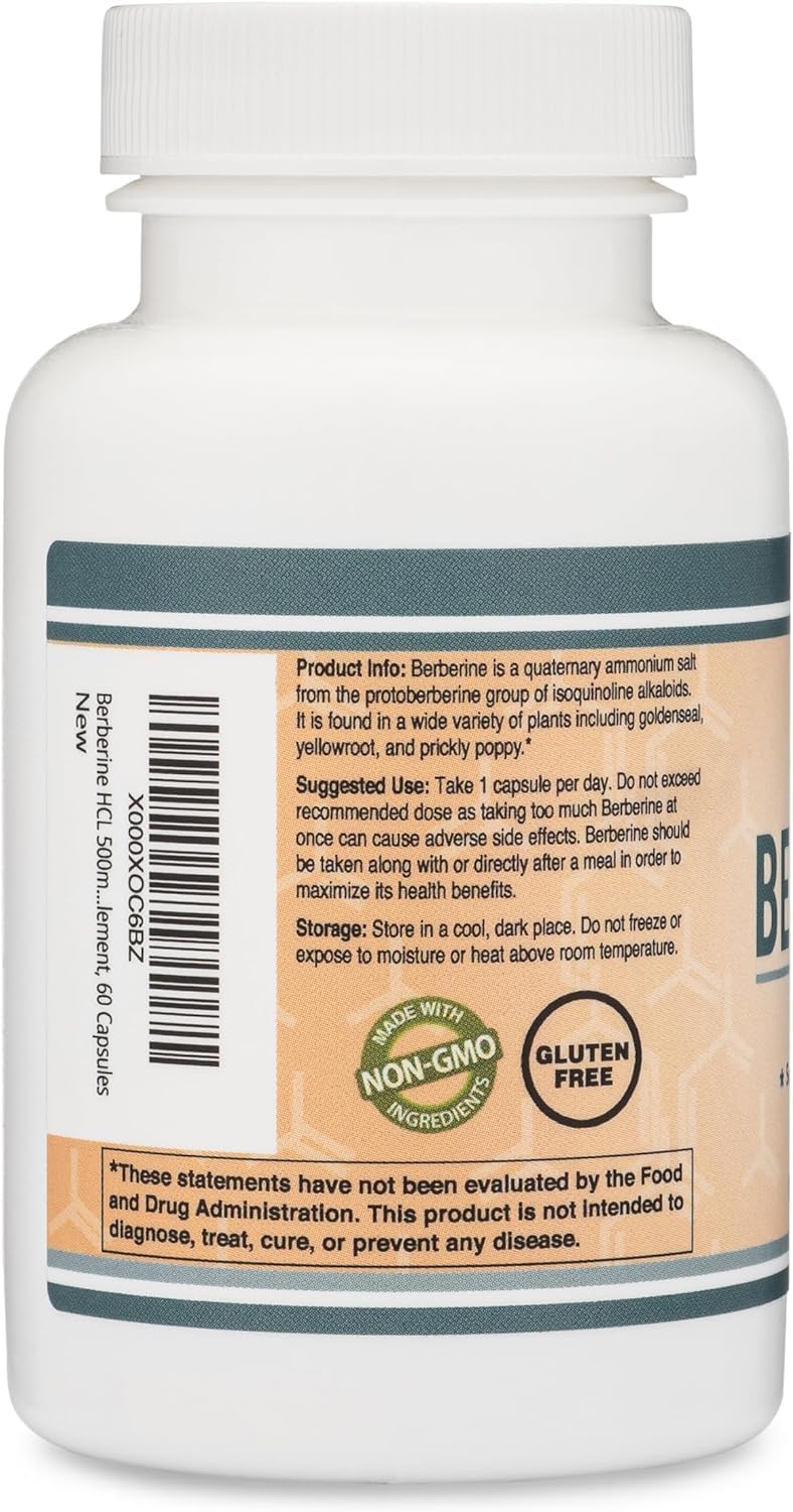 Berberina 500mg, Alta Pureza 97% HCL, 60 Cápsulas
