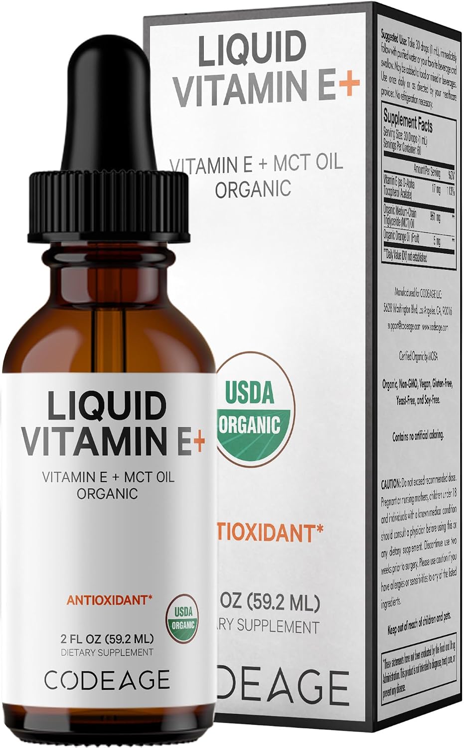 Codeage Vitamina E+ Líquida Orgánica - 59 ml (2 Meses)